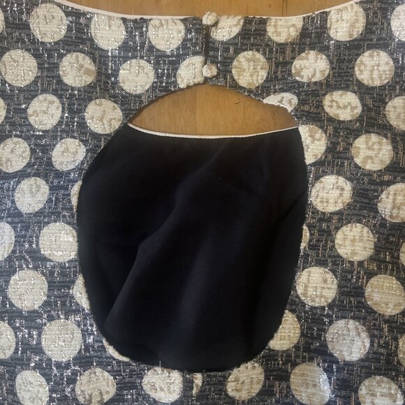 ModCloth Metallic Polka Dot Dress Women's Sz L Lined Pockets Zipper - Picture 11 of 15